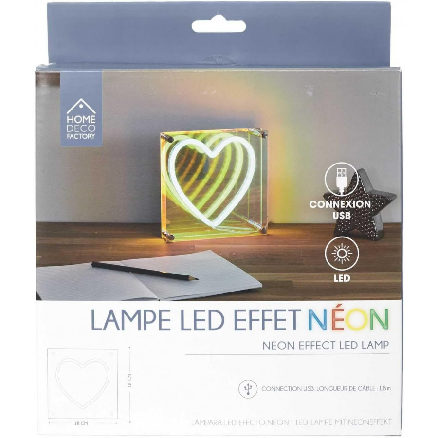 Lampe Acrylique LED Effet Néon Coeur