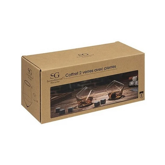 Coffret 2 Verres à Whisky avec Pierres de Rafraîchissement