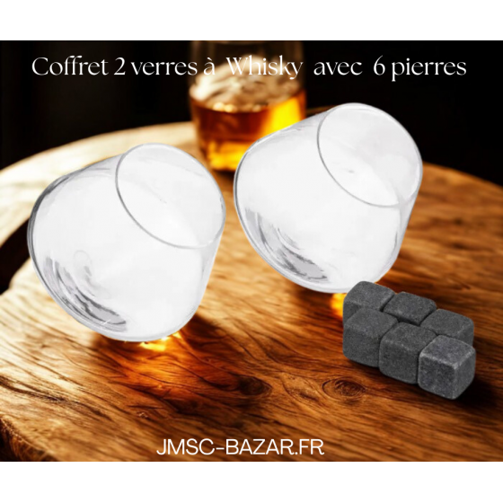 Coffret 2 Verres à Whisky avec Pierres de Rafraîchissement