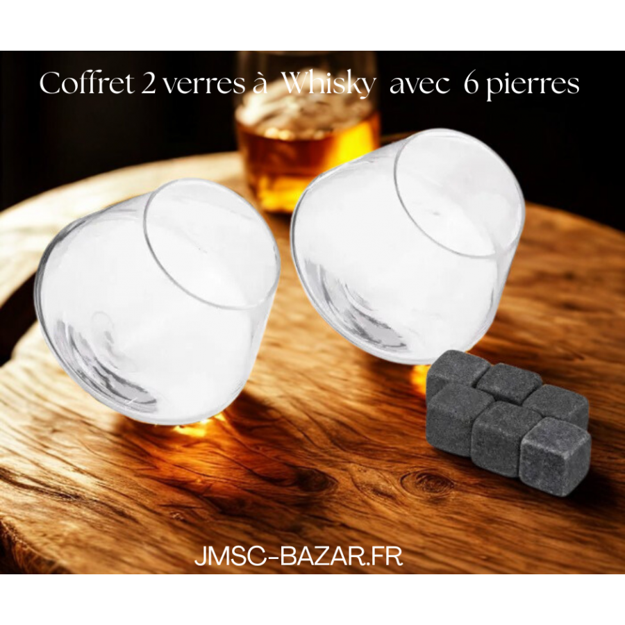 Coffret 2 Verres à Whisky avec Pierres de Rafraîchissement