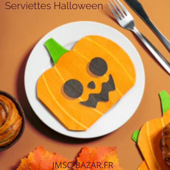 Lot de 12 serviettes en papier Halloween citrouille