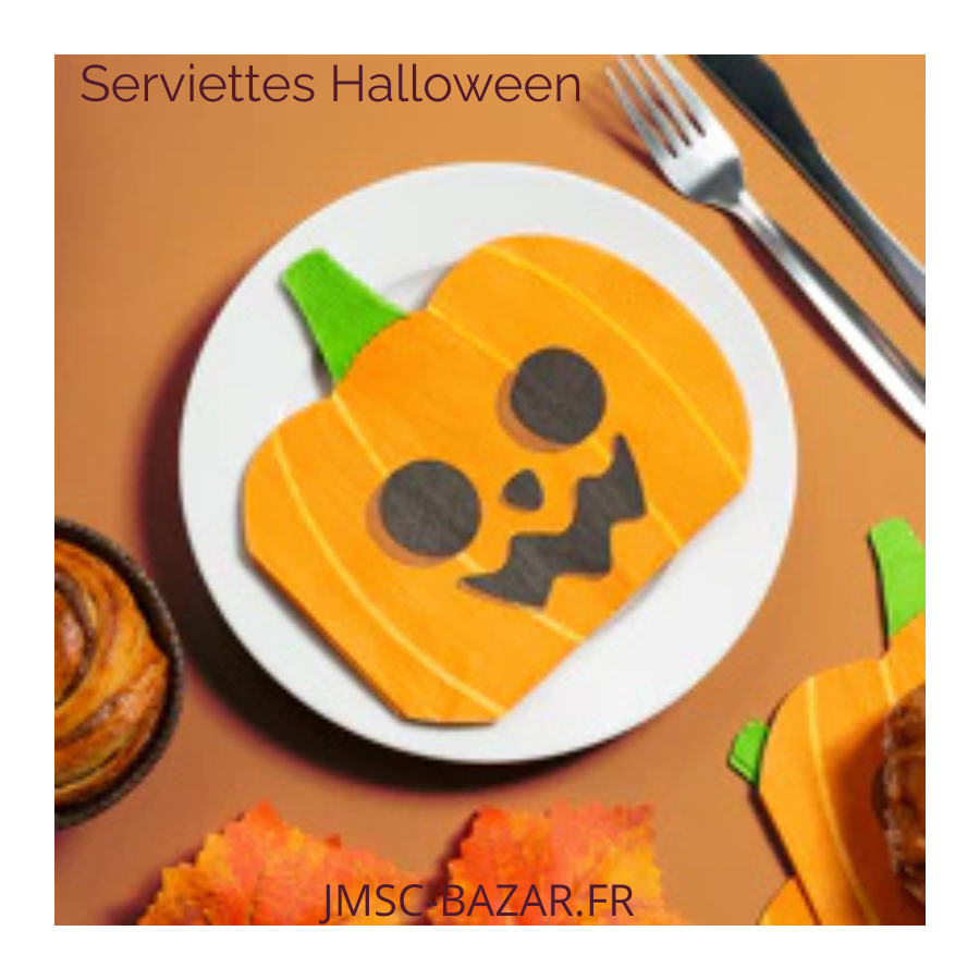 Lot de 12 serviettes en papier Halloween citrouille