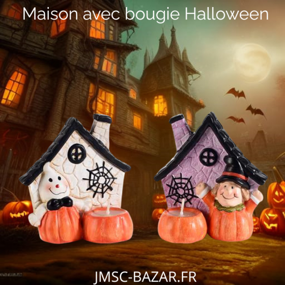 Maison avec une bougie halloween