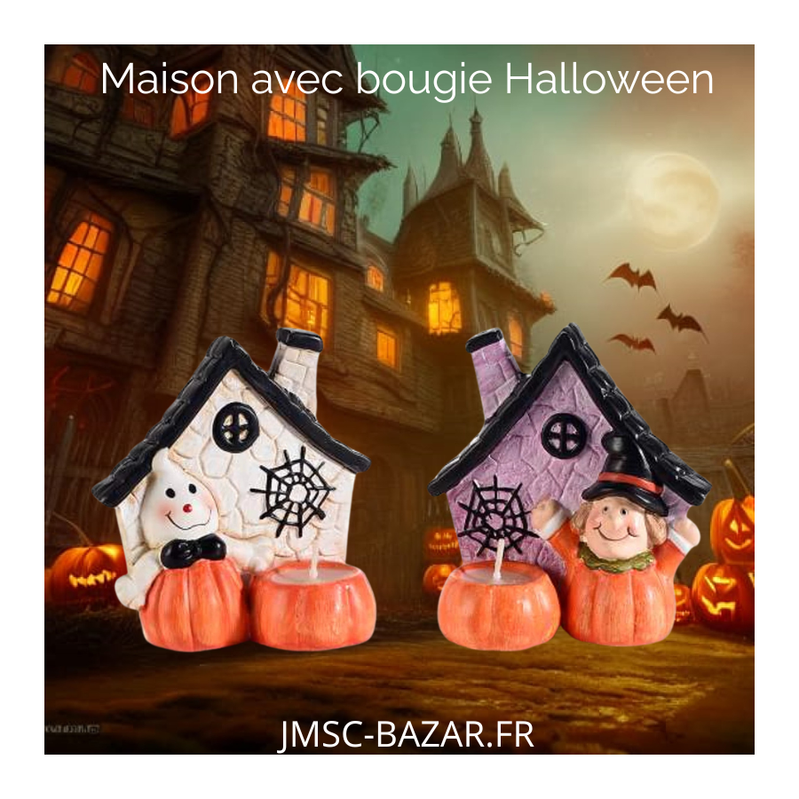 Maison avec une bougie halloween