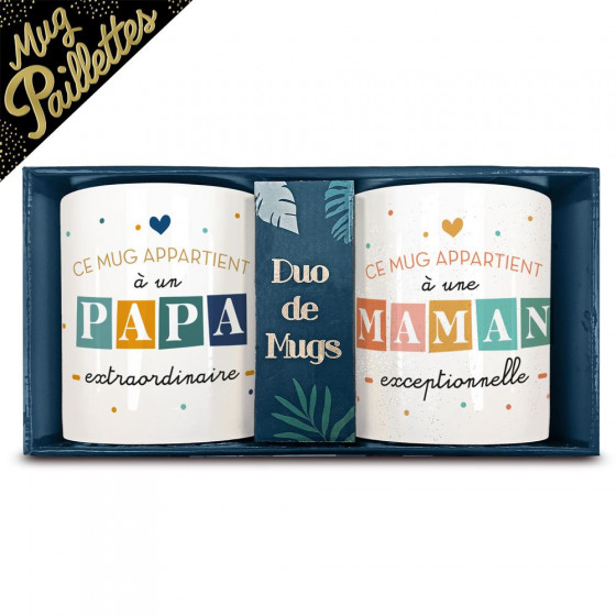 Coffret duo mugs papa maman