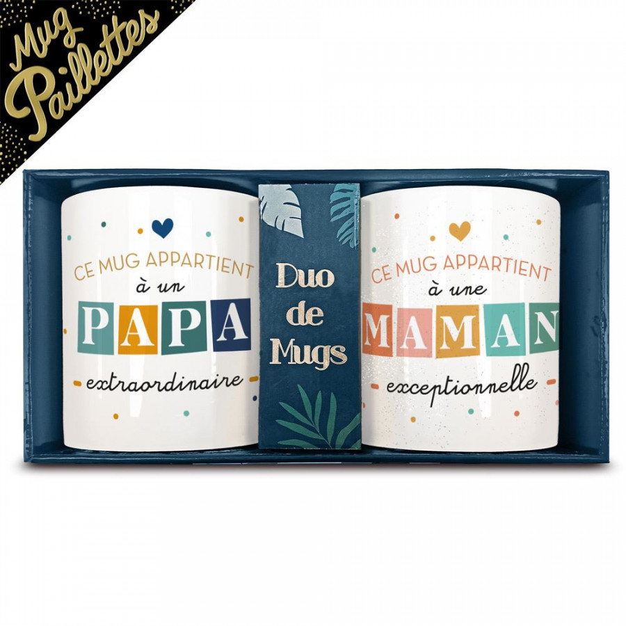Coffret duo mugs papa maman