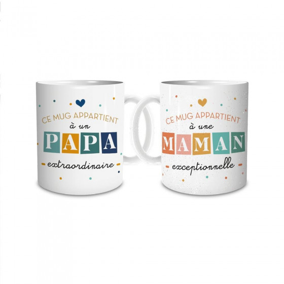 Coffret duo mugs papa maman