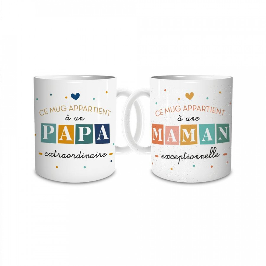 Coffret duo mugs papa maman
