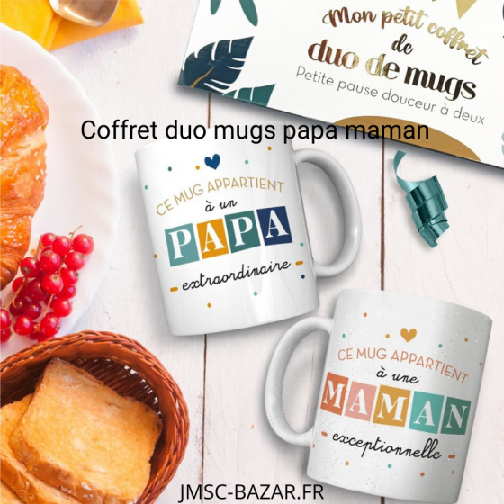 Coffret duo mugs papa maman