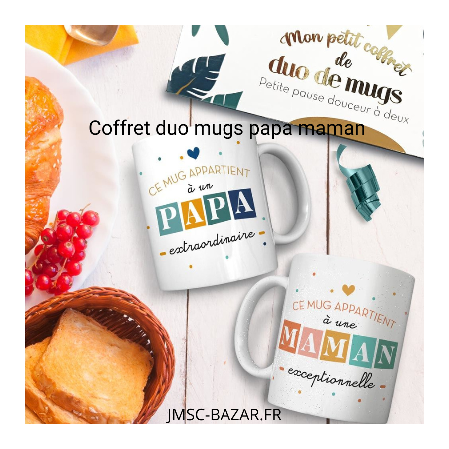 Coffret duo mugs papa maman