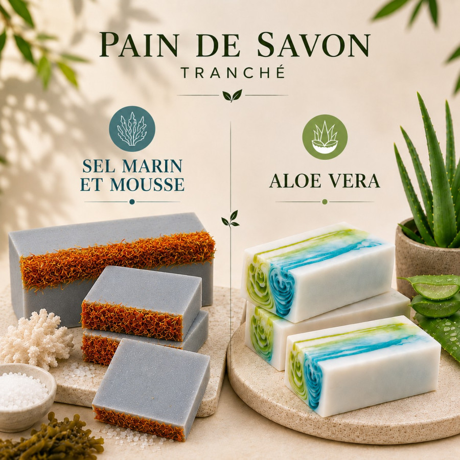 Pain de savon aloe verra ou sel marin