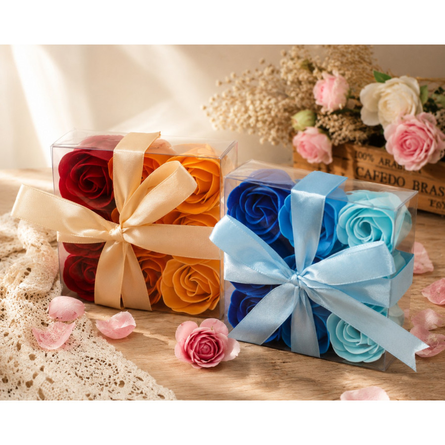 Boite de 9 mini roses multicolores