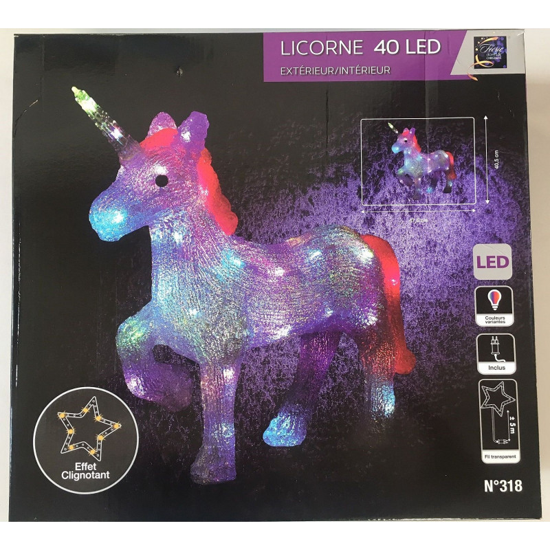 Licorne lumineuse LICORNE 40 LED 40 CM LUMINEUSEDimension produit