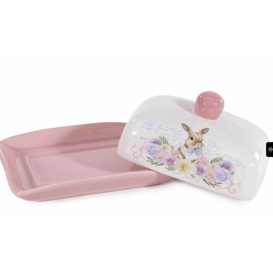 Beurrier céramique motif lapin