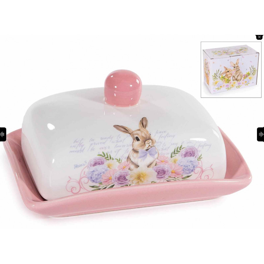 Beurrier céramique motif lapin