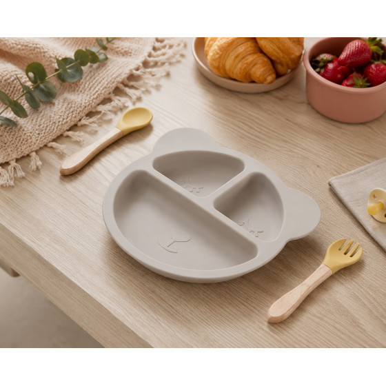 Assiette repas bébé compartimentée en silicone