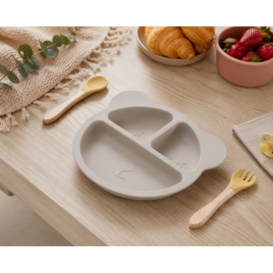 Assiette repas bébé compartimentée en silicone