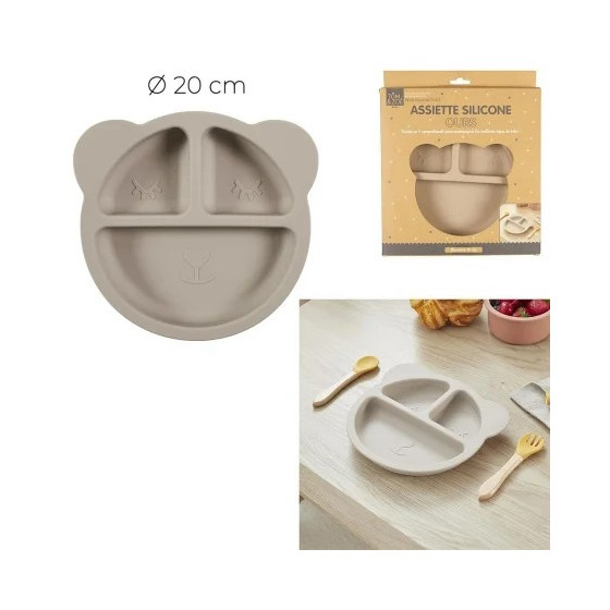 Assiette bébé compartimentée silicone | Repas enfant