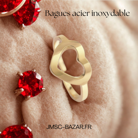 Bague Cœur Minimaliste – Acier Inoxydable Doré
