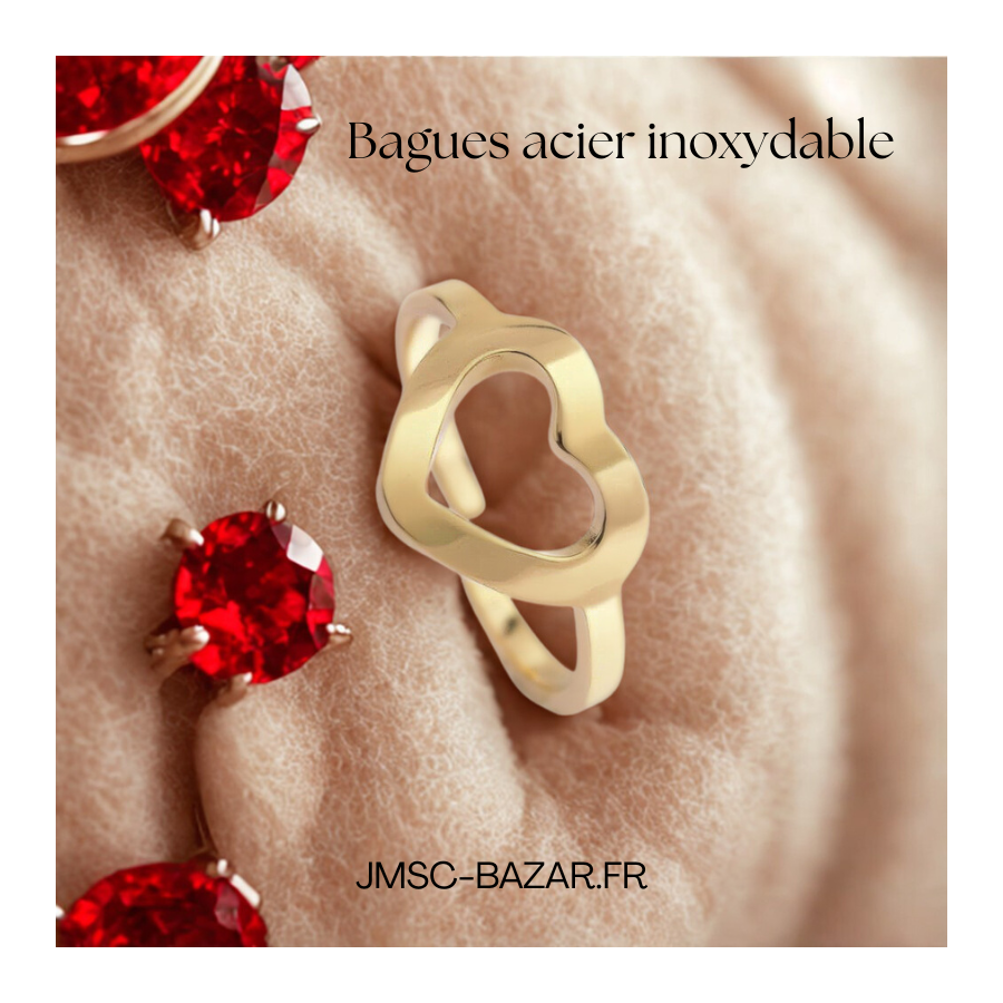 Bague Cœur Minimaliste – Acier Inoxydable Doré