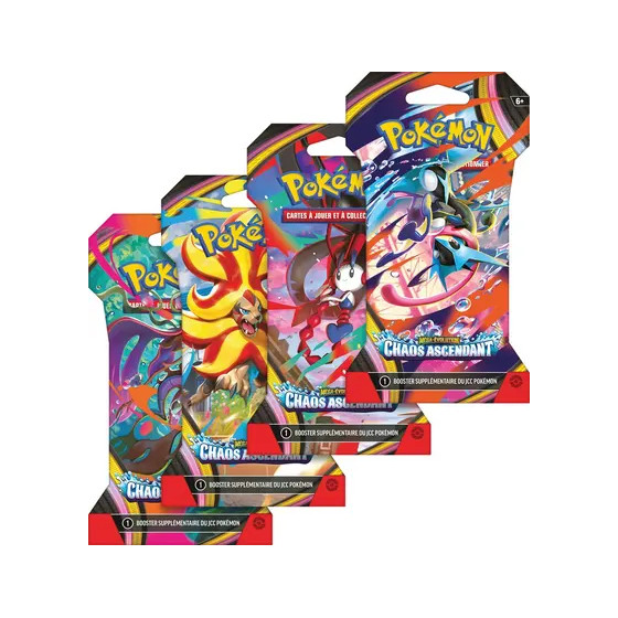 Booster Pokémon EV8.5 – Méga-Évolution : Chaos Ascendant – Blister 1 Booster (Visuel aléatoire) – FR