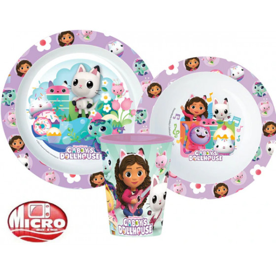 Set Repas Enfant Gabby's Dollhouse – Assiette Plate, Assiette Creuse et Mug