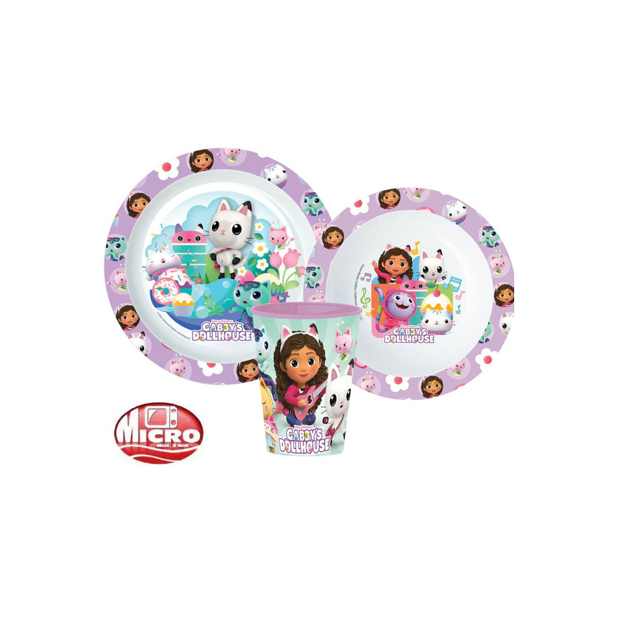 Set Repas Enfant Gabby's Dollhouse – Assiette Plate, Assiette Creuse et Mug