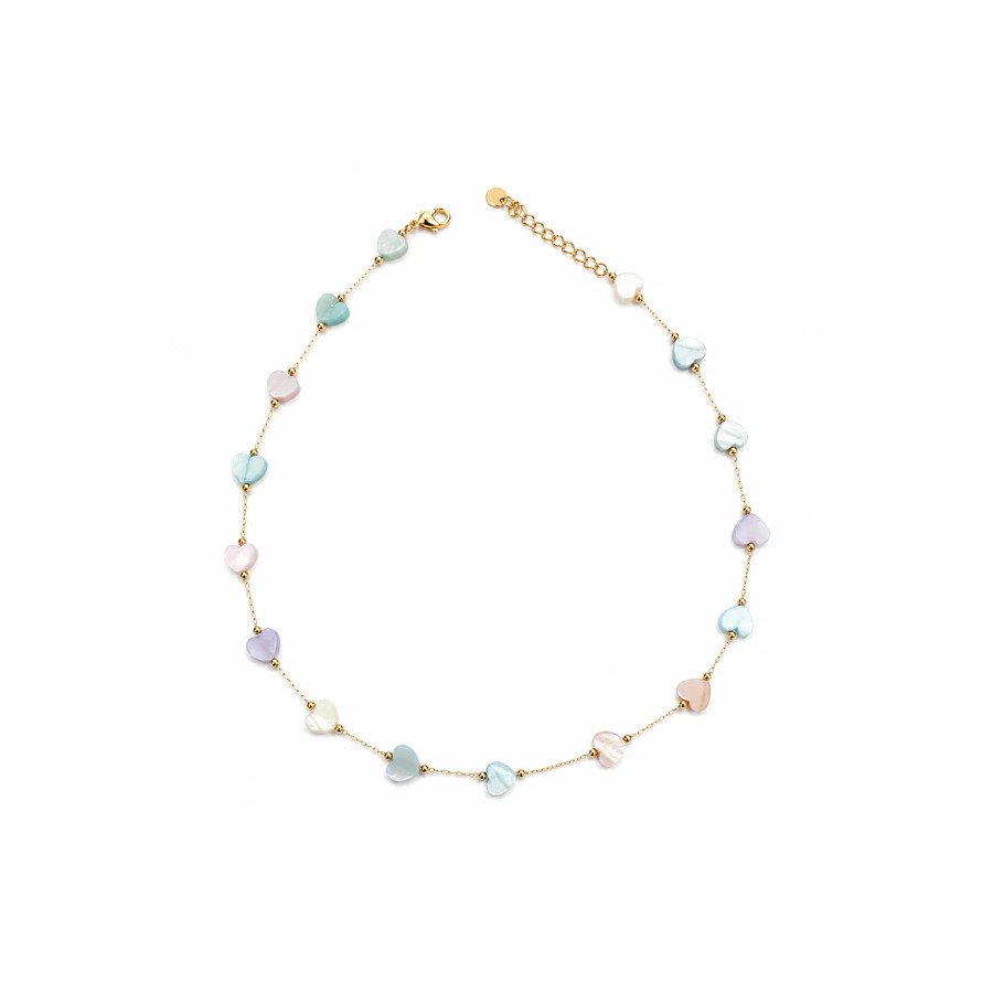Collier cœurs pastel doré