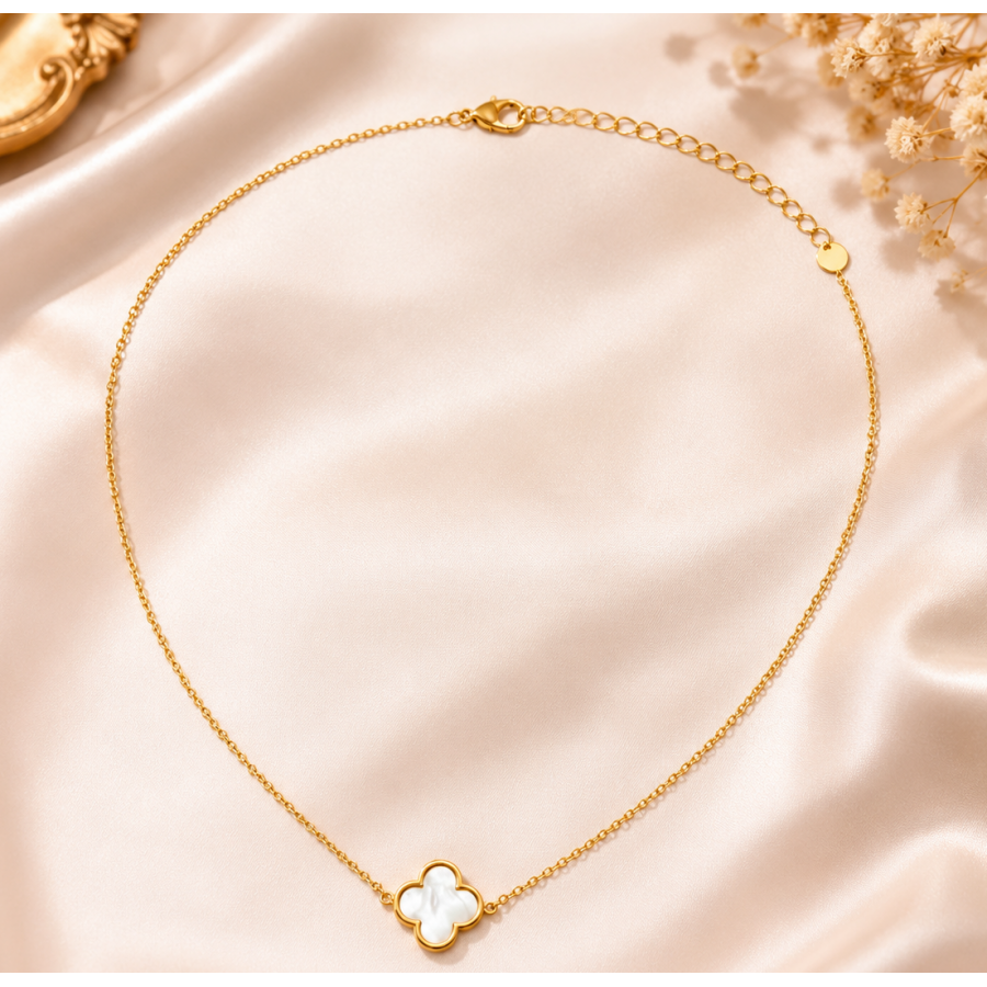 Collier trèfle Nacré blanc