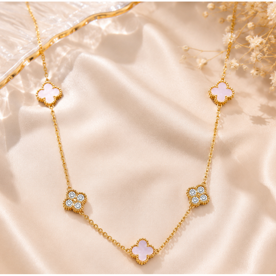 Collier Doré Multi Trèfles Nacrés