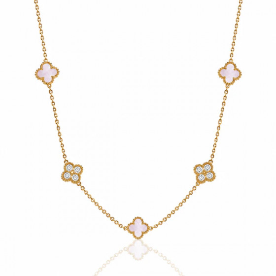 Collier Doré Multi Trèfles Nacrés