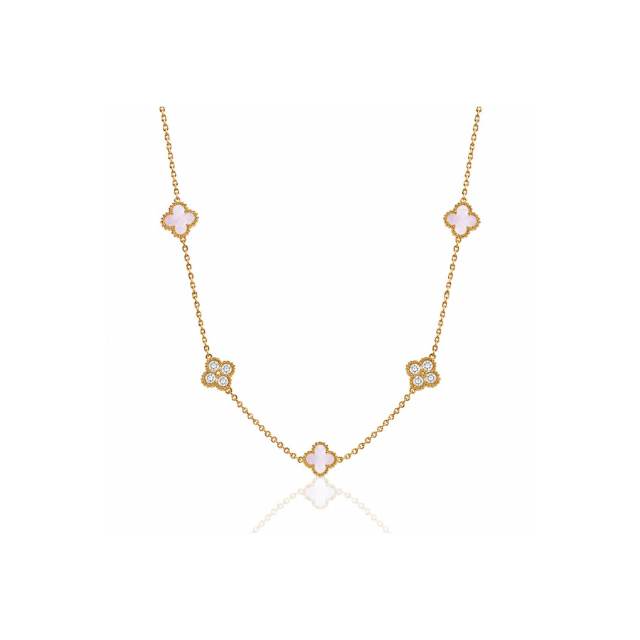 Collier Doré Multi Trèfles Nacrés